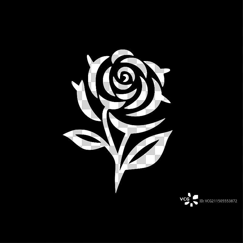 黑白花朵隔离图标图片素材