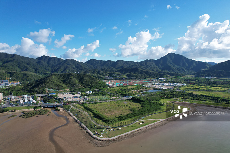 深圳坝光海滩露营无人机航拍图片素材