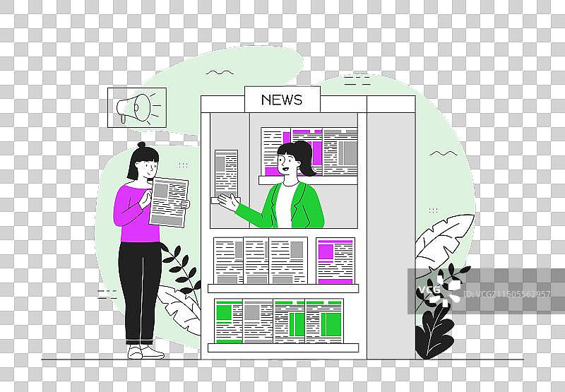 报刊亭附近的女人图片素材