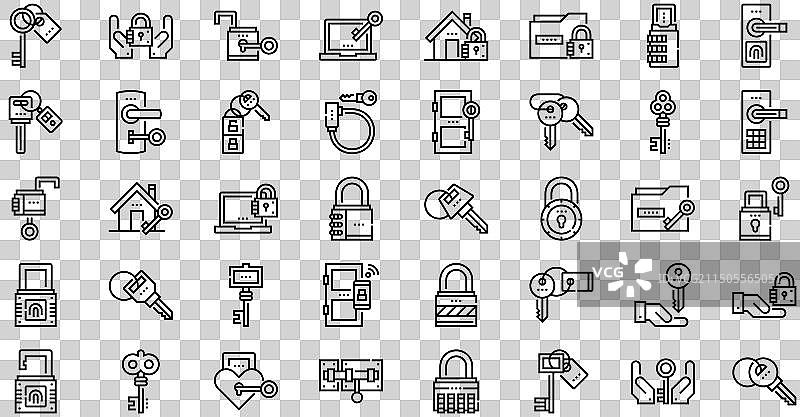 钥匙和锁图标合集图片素材