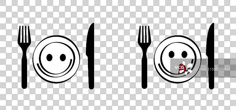 快乐笑脸餐盘用餐休息时间图片素材