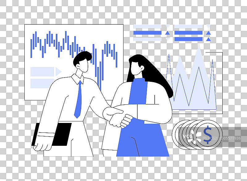 商务谈判卡通插画图片素材