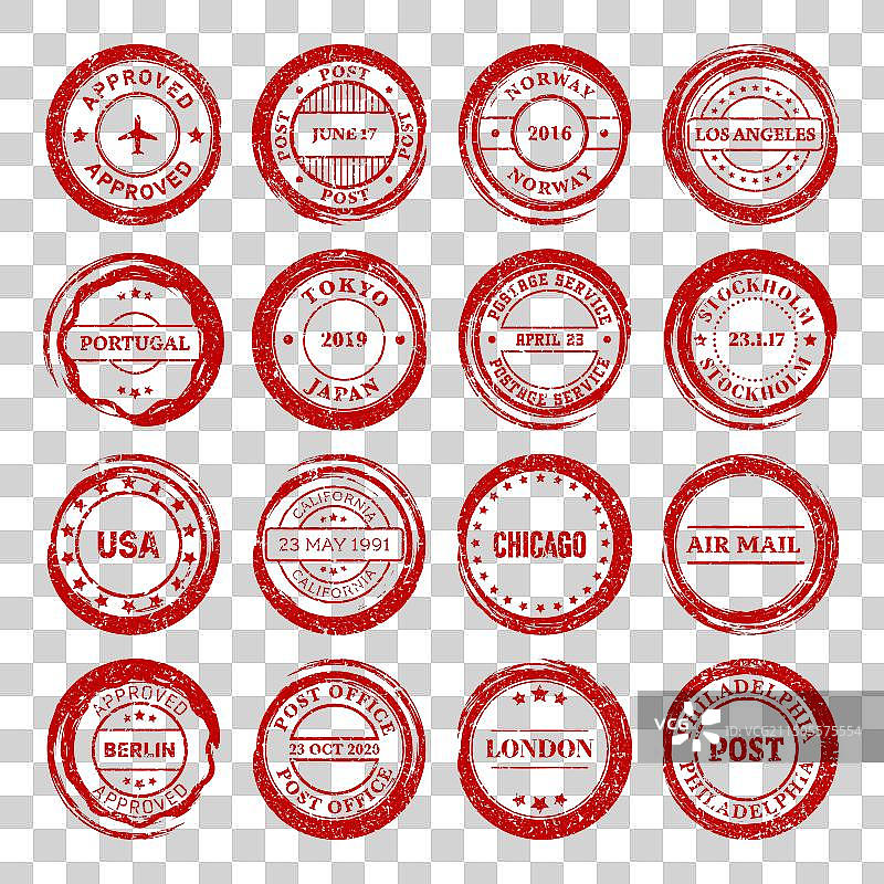 邮票标签和徽章Grunge印记图片素材