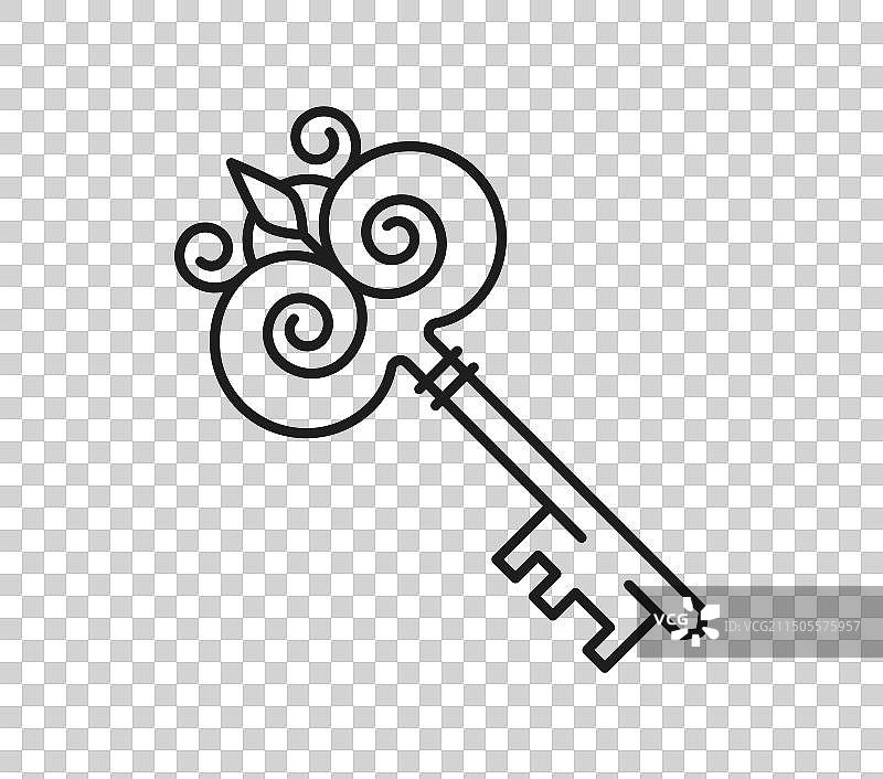 中世纪钥匙图标象征权威和访问图片素材