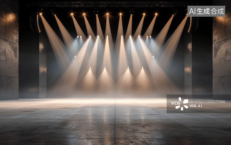 【AI数字艺术】产品发布会现场舞台灯光效果背景图片素材