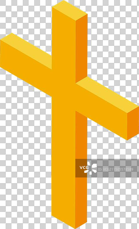 金色十字架2.5D模型图片素材