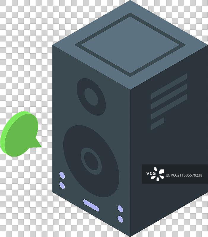 2.5D扬声器与音符气泡图片素材