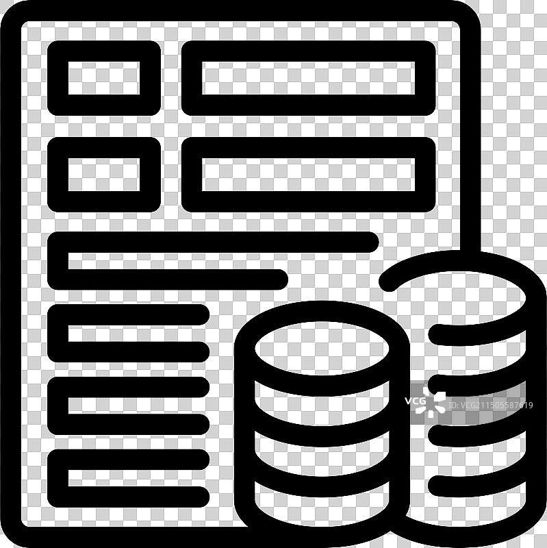 带有堆叠硬币的财务报告图标图片素材