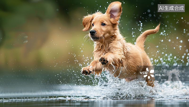 【AI数字艺术】水边玩耍喷溅自然摄影图片素材