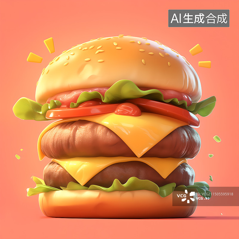 【AI数字艺术】3D卡通汉堡包图片素材