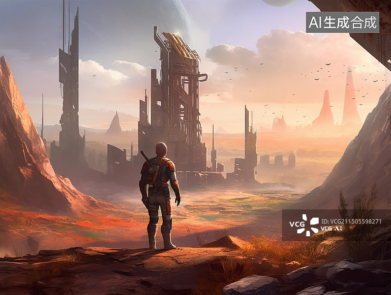 【AI数字艺术】游戏原画科幻场景图片素材