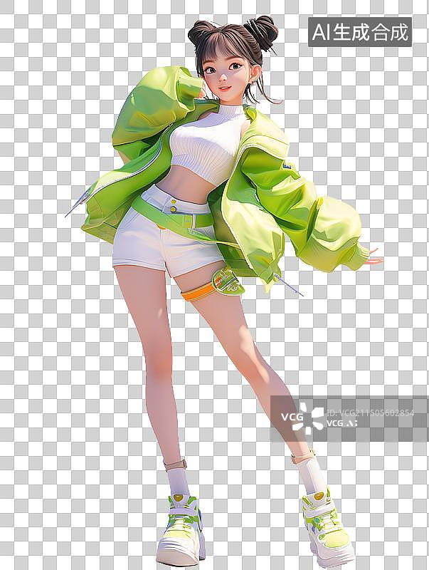 【AI数字艺术】穿着时尚的活力女孩图片素材