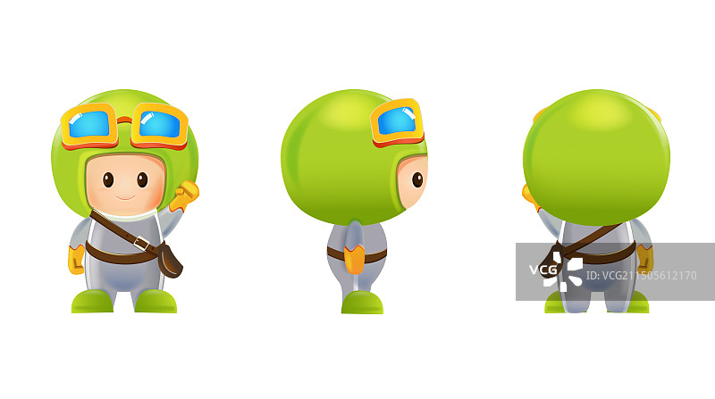 卡通精灵吉祥物三视图图片素材