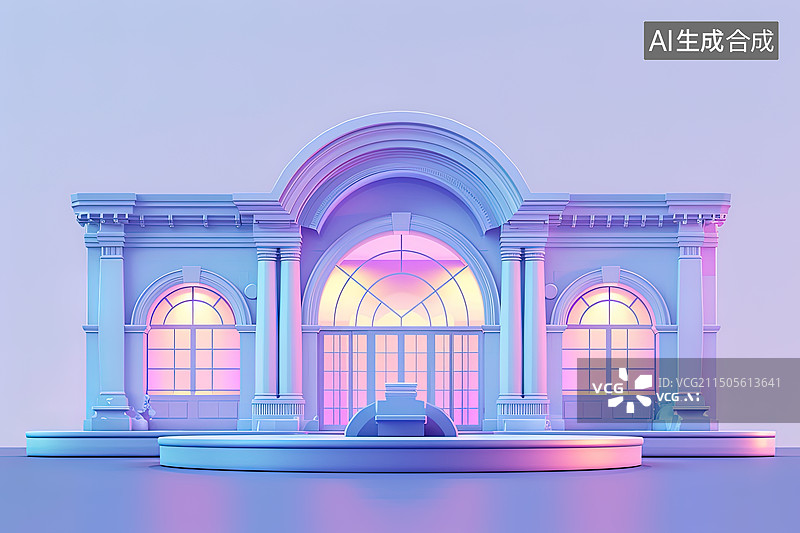 【AI数字艺术】剧院影院ktv艺术馆戏院文化馆复古风格的3d渲染元素图片素材