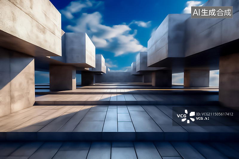 【AI数字艺术】抽象 几何 建筑 广场 空间 背景图片素材