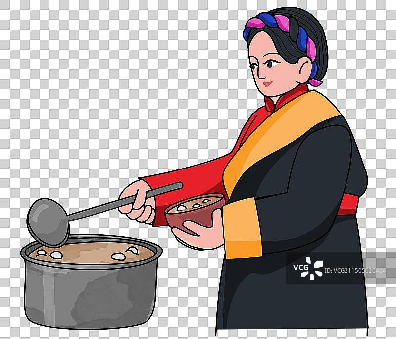 藏族妇女煮饭图片素材