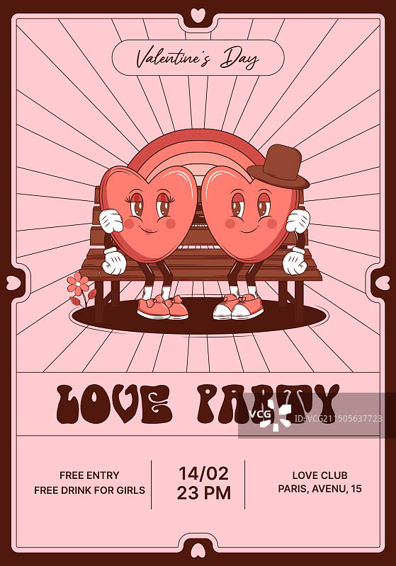 可爱的爱情派对时尚邀请函图片素材