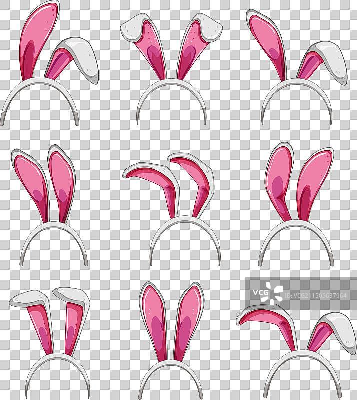 复活节兔子耳朵卡通套装图片素材