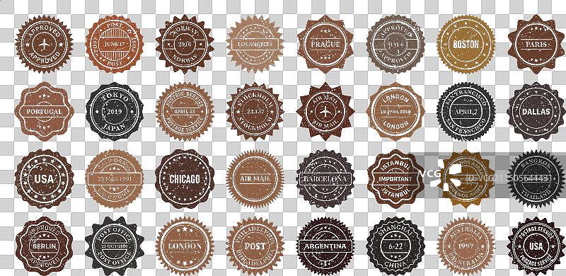 邮票标签和徽章Grunge印记图片素材