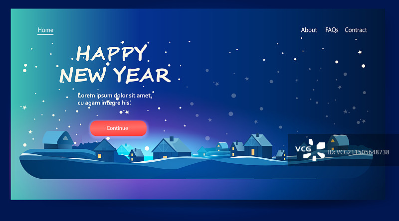 新年庆祝的雪夜村庄房屋图片素材