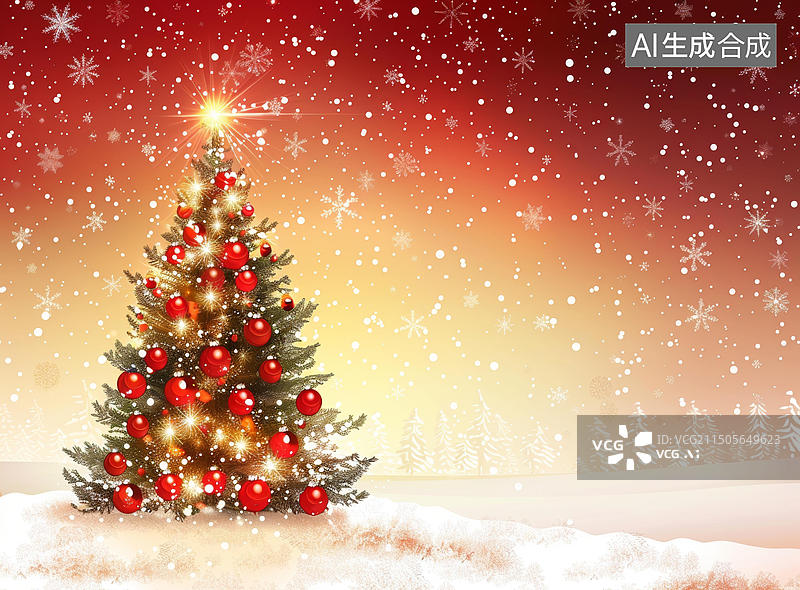 【AI数字艺术】雪地圣诞树图片素材