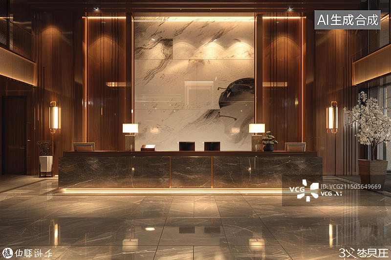 【AI数字艺术】酒店大堂的AI图片图片素材