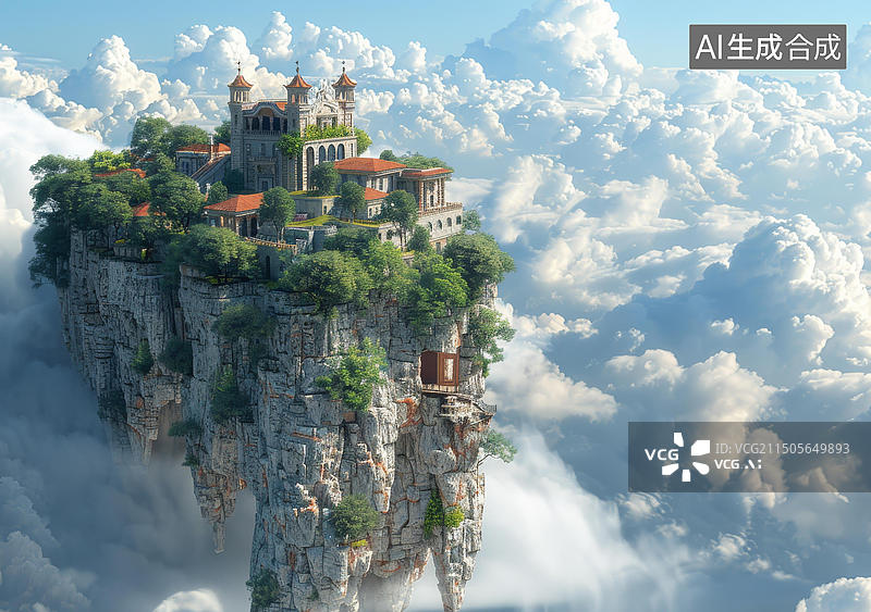 【AI数字艺术】天空之城的AI图片图片素材
