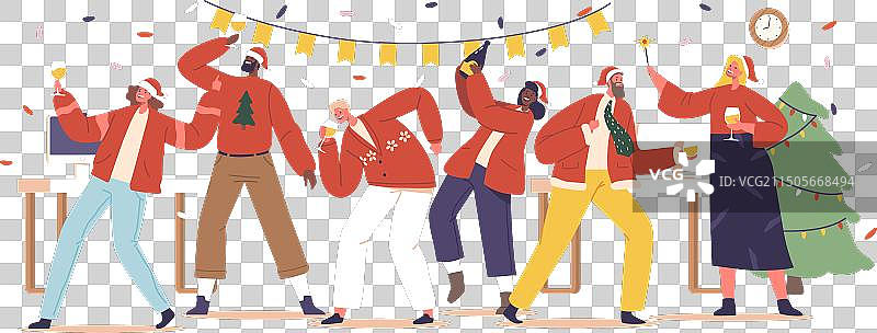 盛装打扮的同事聚集在图片素材