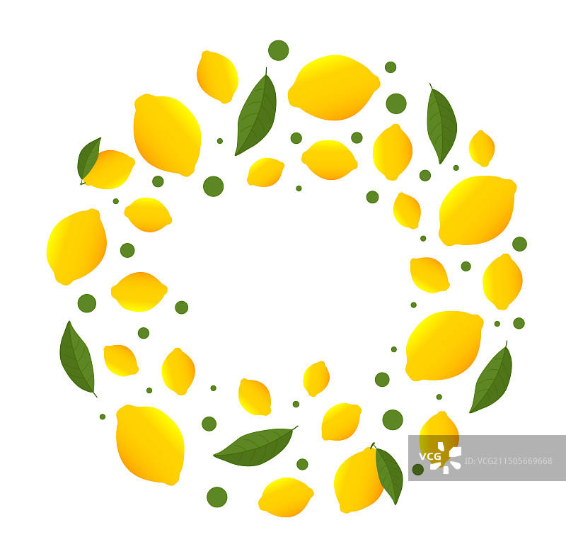 柠檬和树叶环绕的白色标签图片素材