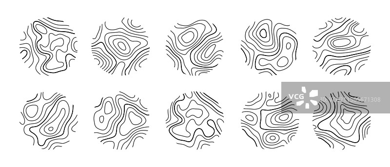 圆形木纹或地形图线条图片素材