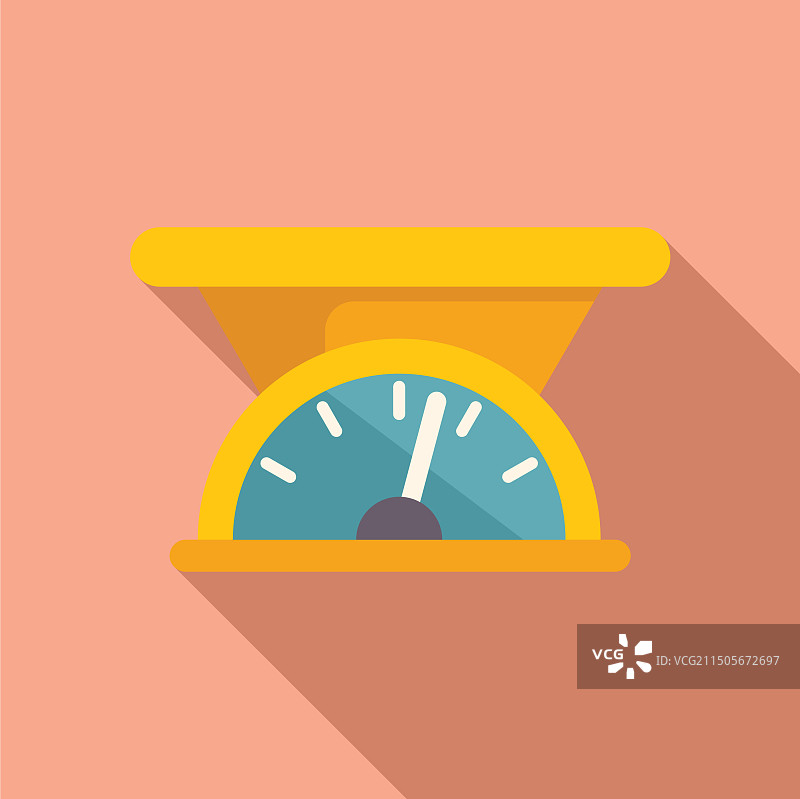 粉色背景上的扁平风格厨房秤图标图片素材