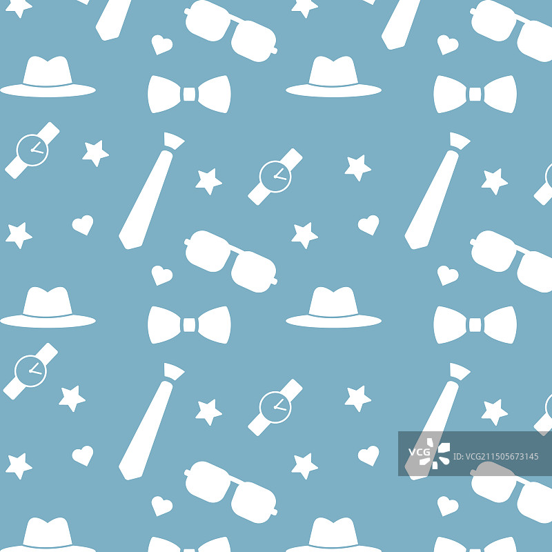 蓝色帽子领带手表太阳镜图案图片素材