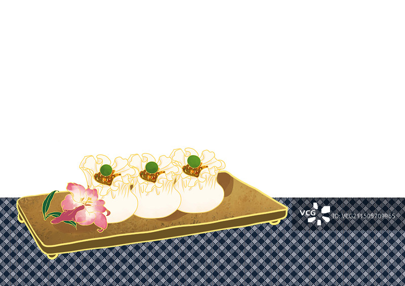 湖北省特色美食小吃插画重油烧麦图片素材