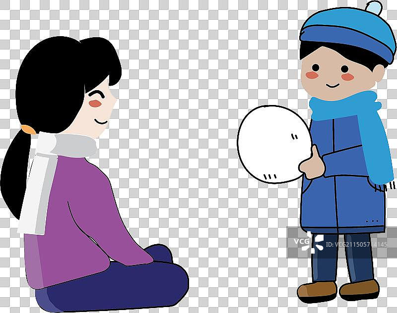 冬季亲子玩雪矢量图图片素材