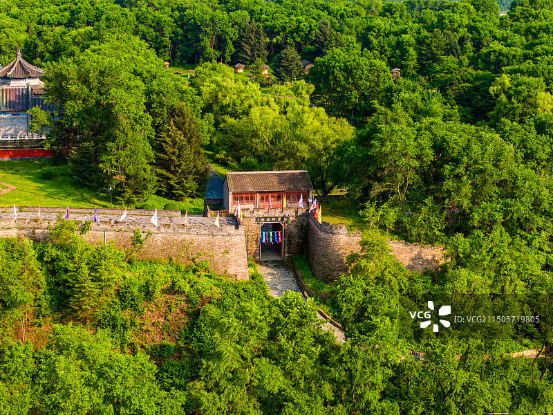 中国辽宁抚顺永陵镇赫图阿拉城航拍图片素材