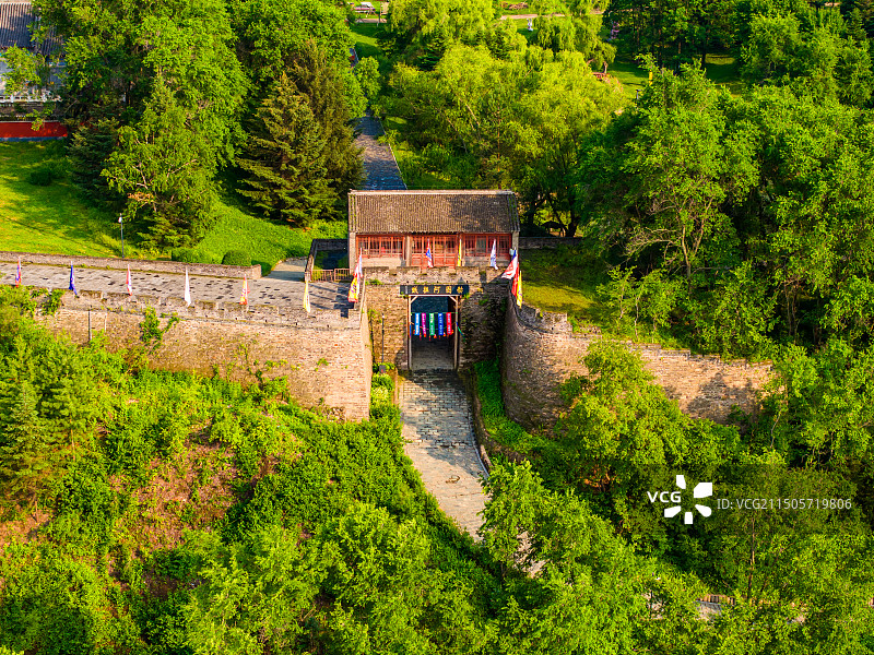 中国辽宁抚顺永陵镇赫图阿拉城航拍图片素材
