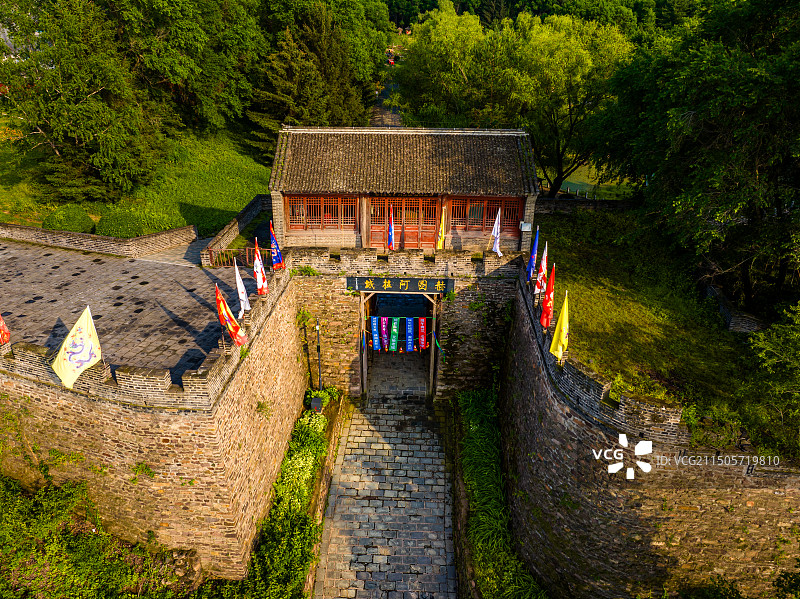 中国辽宁抚顺永陵镇赫图阿拉城航拍图片素材