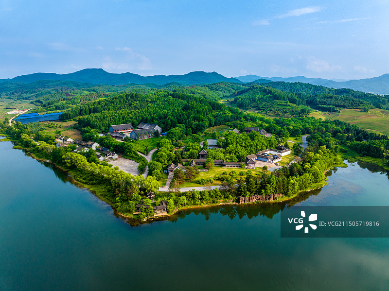 中国辽宁抚顺永陵镇赫图阿拉城航拍图片素材