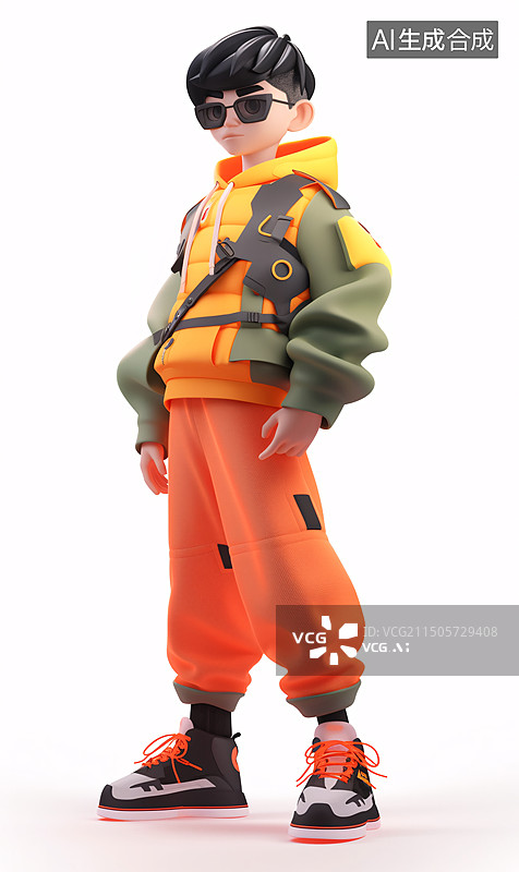 【AI数字艺术】3D时尚潮流帅气男孩图片素材