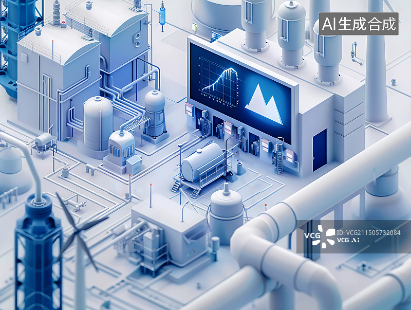 【AI数字艺术】科技互联网概念的商业化工厂模型图片素材