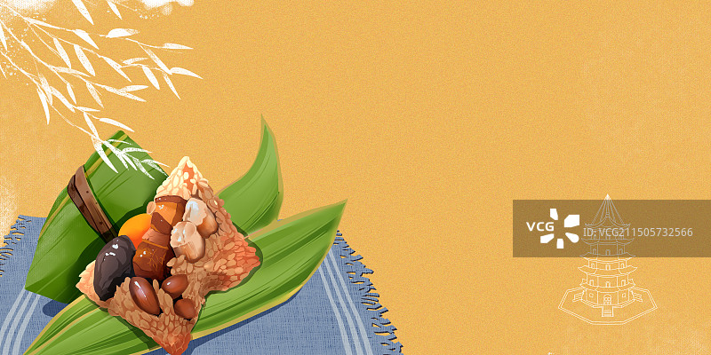 泉州小吃烧肉粽横版插画图片素材