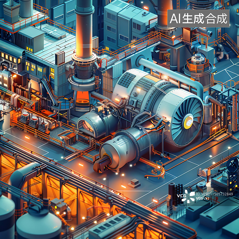 【AI数字艺术】工业工厂机械化工人操作区图片素材