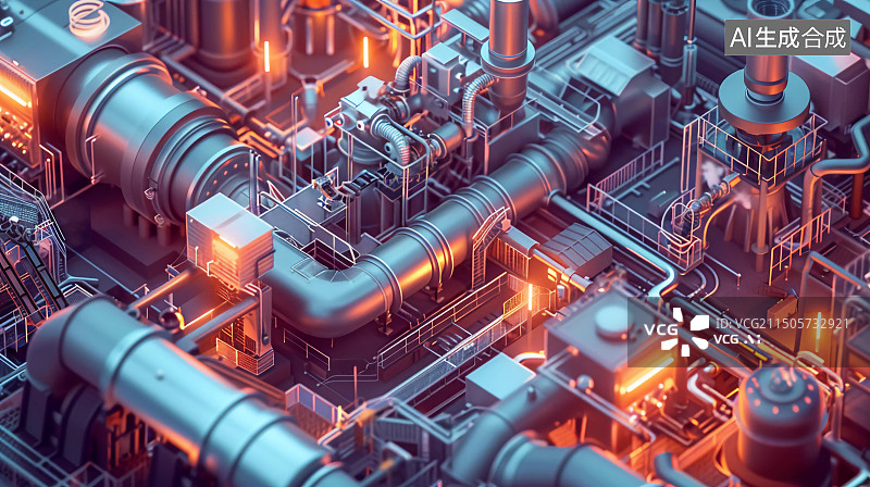 【AI数字艺术】工厂工业机器化厂房操作区图片素材