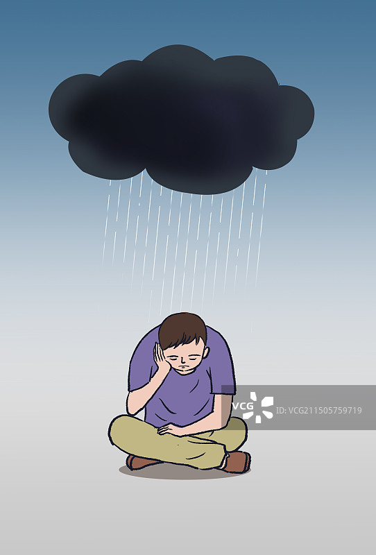 当代年轻人青年成年人抑郁症焦虑思维思想想法乱惆怅心情情绪控制价值资讯插画图片素材