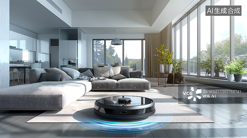 【AI数字艺术】高科技扫地机器人概念图图片素材