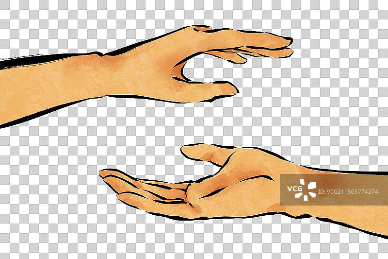 中国风水墨风“抱球”姿势的双手元素图片素材