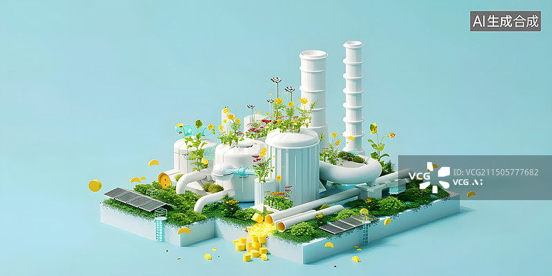 【AI数字艺术】3D卡通保护生态环境创意场景图片素材