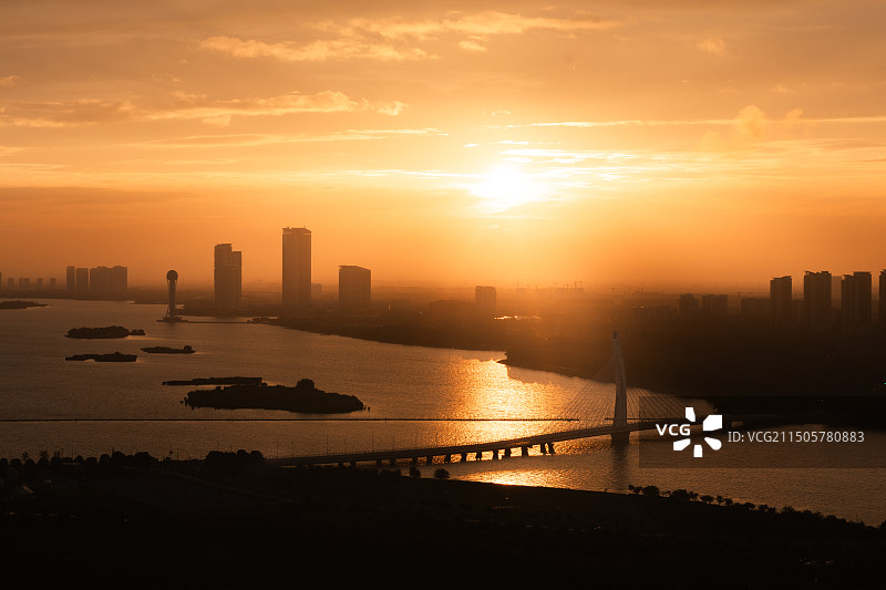 常州西太湖晚霞夜景图片素材