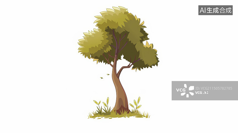【AI数字艺术】卡通风格的树木插画图片素材