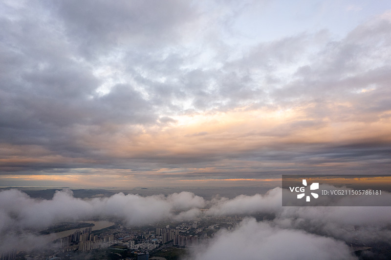 航拍云海朝霞图片素材